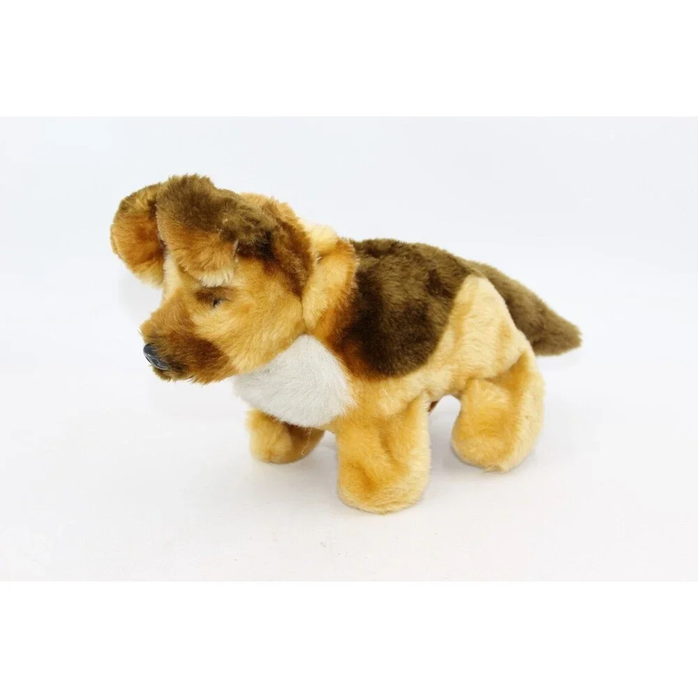 Vintage IWAYA German Shepherd Dog Plush Toy Black Brown Electronic NONWORKING 10